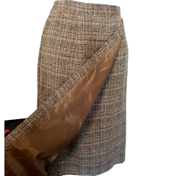 Vtg Skirt Blazer Suit Brown Tweed 5 Button Decorative Trim Faux Wrap Skirt Midi - Picture 5 of 16
